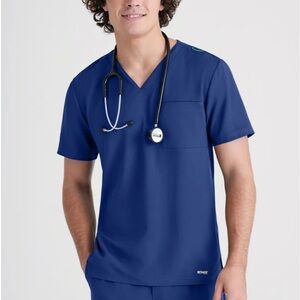 Men's Blue V-Neck Scrub Set